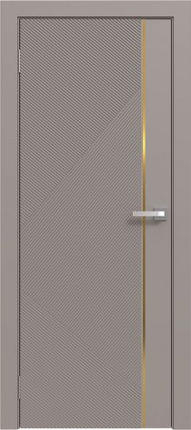 Межкомнатная дверь эмалированная Эмаль Line 08 (золотой молдинг) цвет капучино